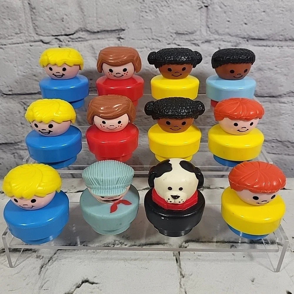 VTG 90's FP Chunky Little People Figures Lot Of 12 Twins Girls Triplets Boys Dog